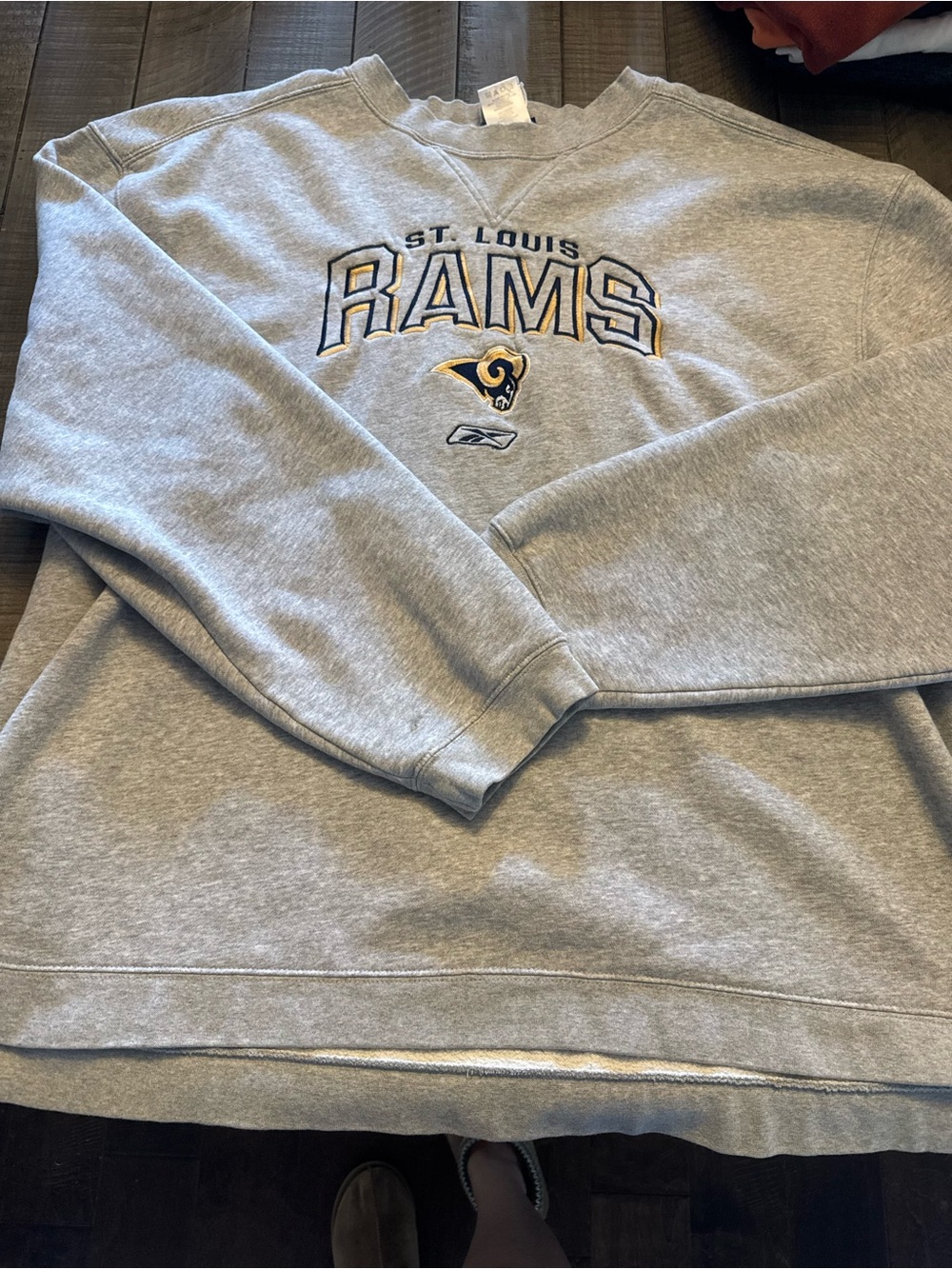 Reebok Gray Crewneck Sweatshirt with St. Louis Rams Logo
